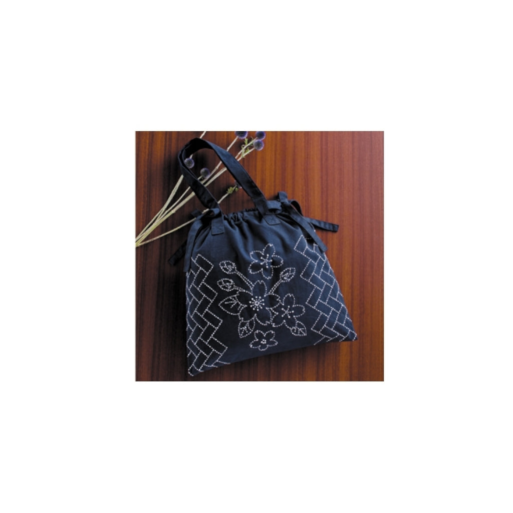 Bomuldspose/taske med påtrykt sashiko mønster